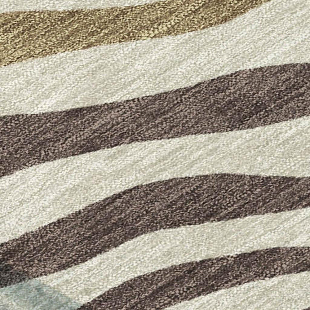 HomeRoots Zebra Print Washable Polyester Area Rug Non-slip Indoor Outdoor Patio and Living Room Decor 8' x 10' 728885