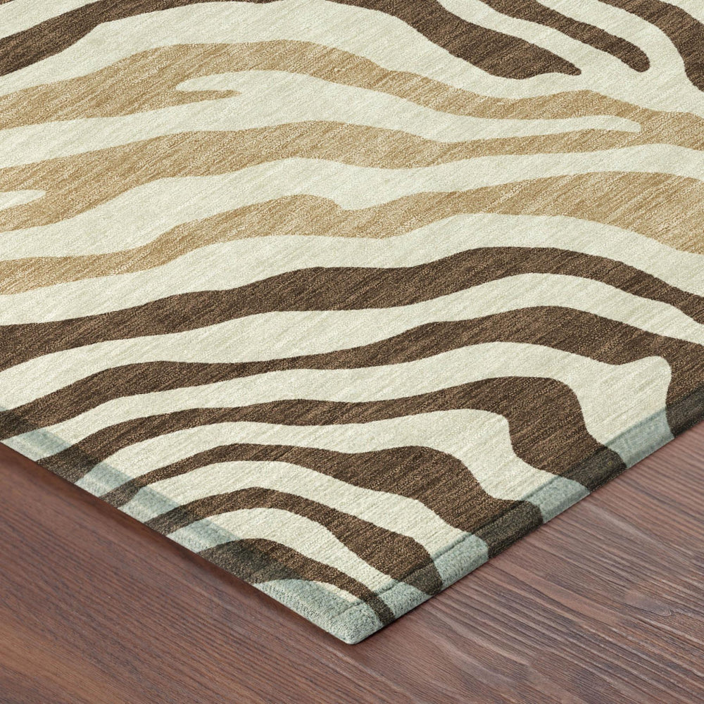 8x10 Zebra Print Washable Polyester Area Rug for Indoor Outdoor Living Spaces
