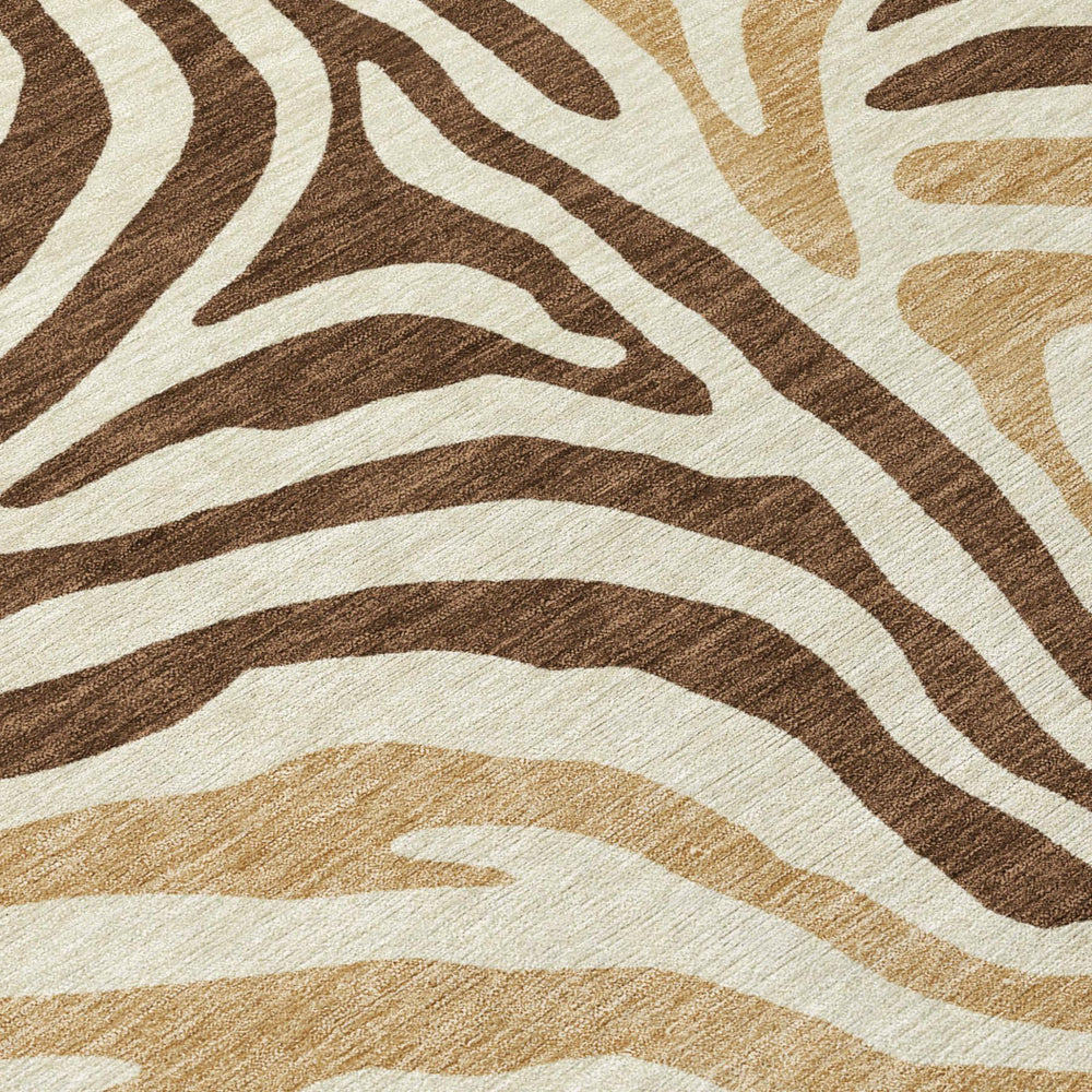 8x10 Zebra Print Washable Polyester Area Rug for Indoor Outdoor Living Spaces