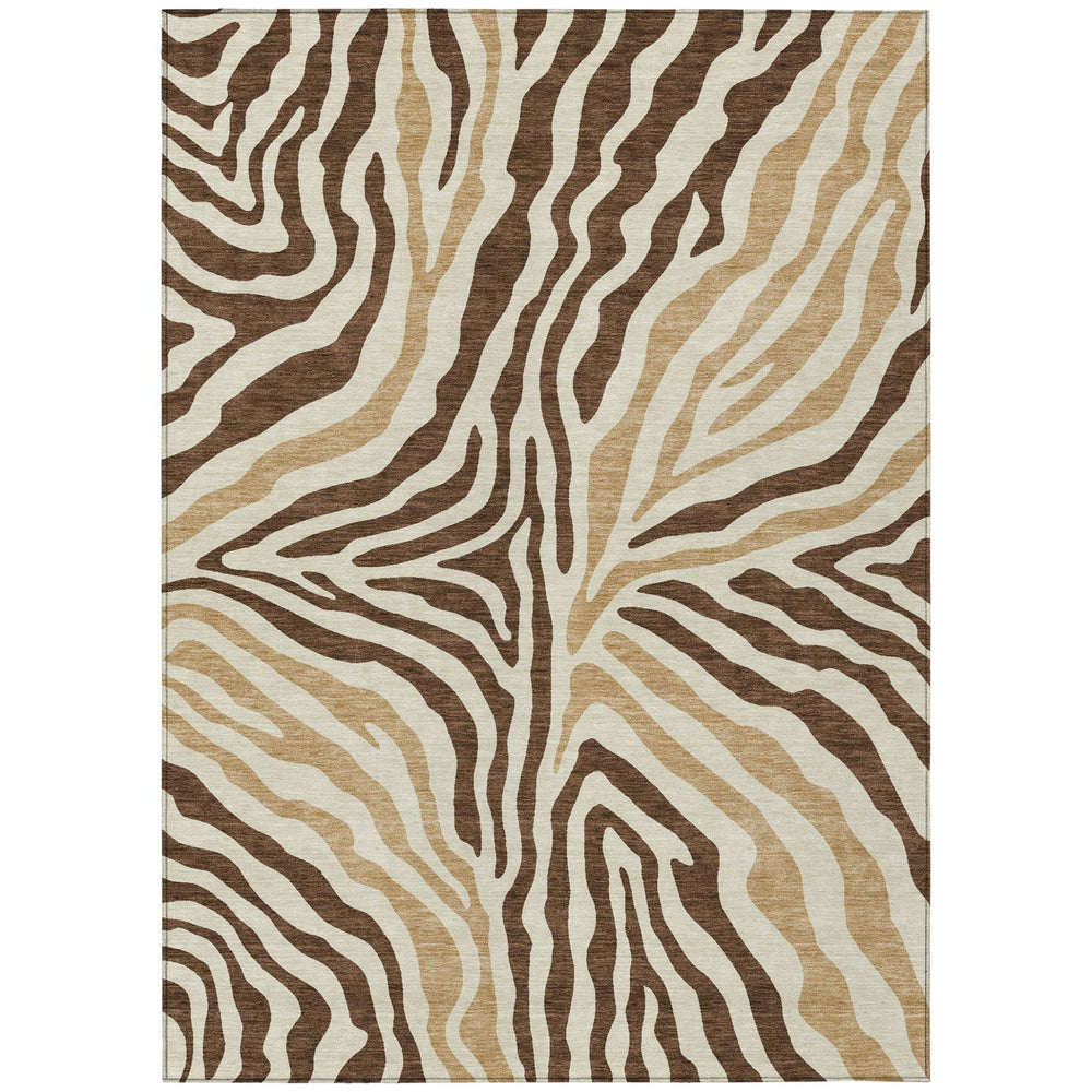 HomeRoots 10 X 14 Zebra Print Washable Polyester Area Rug for Indoor Outdoor Spaces 728893