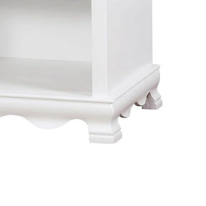 English Elm Wooden Nightstand With Open Shelf & Drawer - Modern White Design For Stylish Bedroom Storage Solutions B016P251416-GIGA