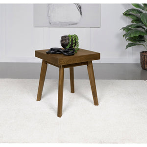English Elm Hayward Walnut Brown Square End Table with Parquet Veneer Top, Mid-Century Modern 22"H Accent Table B062P299983
