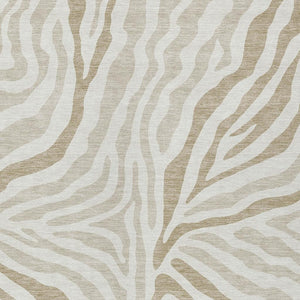 Washable Zebra Print Polyester Area Rug Low Pile for Indoor Outdoor Patios and Living Rooms