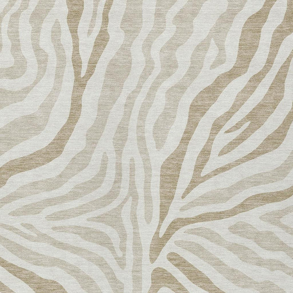 Washable Zebra Print Polyester Area Rug Low Pile for Indoor Outdoor Patios and Living Rooms