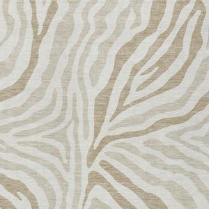 Washable Zebra Print Polyester Area Rug Low Pile for Indoor Outdoor Patios and Living Rooms