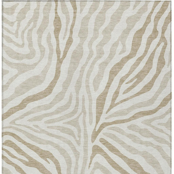 Washable Zebra Print Polyester Area Rug Low Pile for Indoor Outdoor Patios and Living Rooms