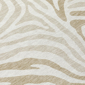 Washable Zebra Print Polyester Area Rug Low Pile for Indoor Outdoor Patios and Living Rooms