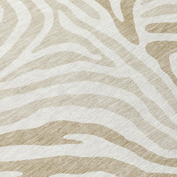 Washable Zebra Print Polyester Area Rug Low Pile for Indoor Outdoor Patios and Living Rooms