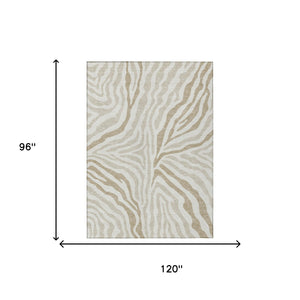 Washable Zebra Print Polyester Area Rug Low Pile for Indoor Outdoor Patios and Living Rooms