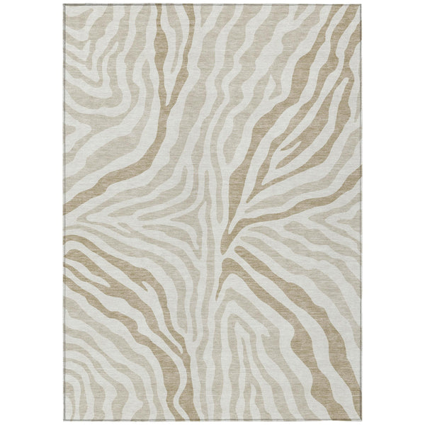HomeRoots Washable Zebra Print Polyester Area Rug Low Pile for Indoor Outdoor Patios and Living Rooms 9' x 12' 728904