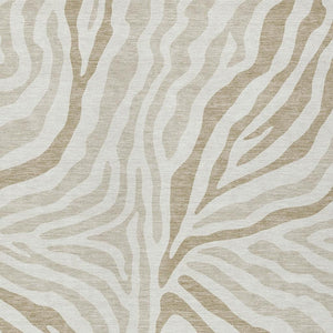 Washable Zebra Print Polyester Area Rug Low Pile for Indoor Outdoor Patios and Living Rooms