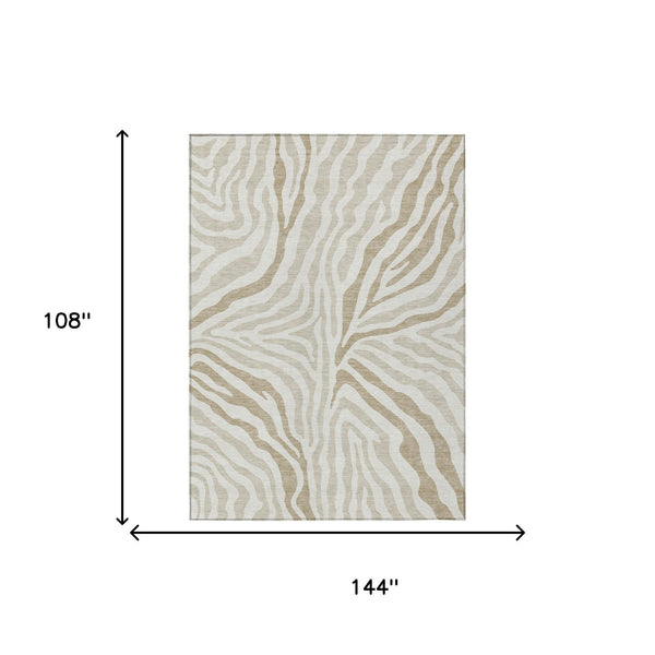 Washable Zebra Print Polyester Area Rug Low Pile for Indoor Outdoor Patios and Living Rooms
