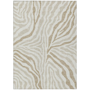 Washable Zebra Print Polyester Area Rug Low Pile for Indoor Outdoor Patios and Living Rooms