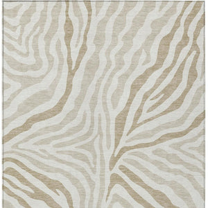 Washable Zebra Print Polyester Area Rug Low Pile for Indoor Outdoor Patios and Living Rooms