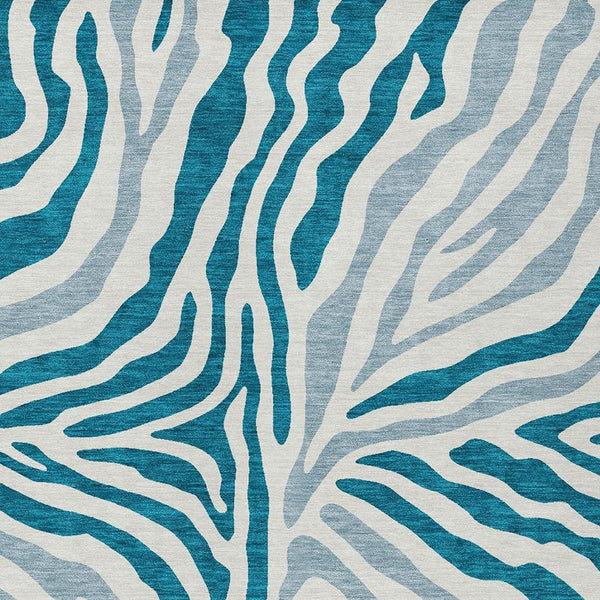Zebra Print Washable Polyester Area Rug for Indoor Outdoor Patio and Living Room Spaces