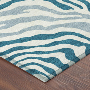 Zebra Print Washable Polyester Area Rug for Indoor Outdoor Patio and Living Room Spaces