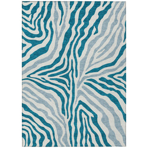 Zebra Print Washable Polyester Area Rug for Indoor Outdoor Patio and Living Room Spaces