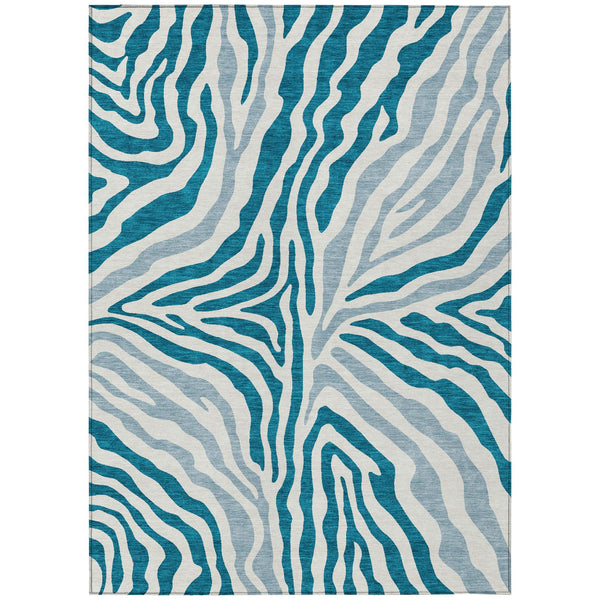 Zebra Print Washable Polyester Area Rug for Indoor Outdoor Patio and Living Room Spaces