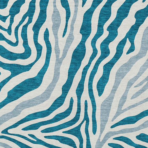 Zebra Print Washable Polyester Area Rug for Indoor Outdoor Patio and Living Room Spaces