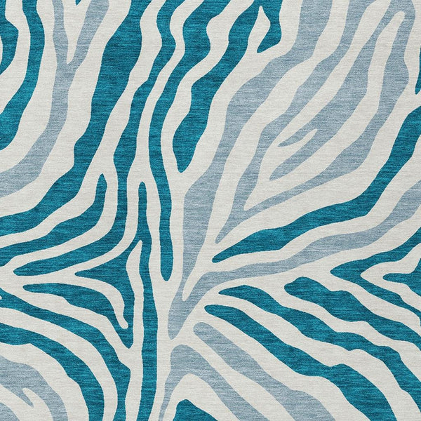 Zebra Print Washable Polyester Area Rug for Indoor Outdoor Patio and Living Room Spaces