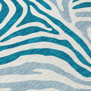Zebra Print Washable Polyester Area Rug for Indoor Outdoor Patio and Living Room Spaces