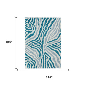 Zebra Print Washable Polyester Area Rug for Indoor Outdoor Patio and Living Room Spaces