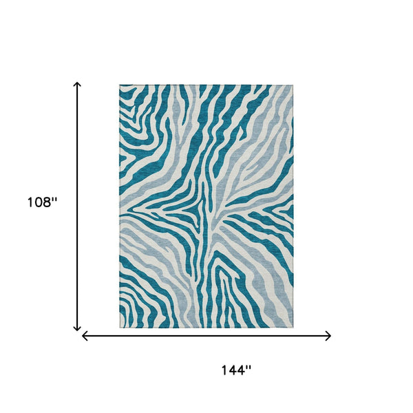 Zebra Print Washable Polyester Area Rug for Indoor Outdoor Patio and Living Room Spaces