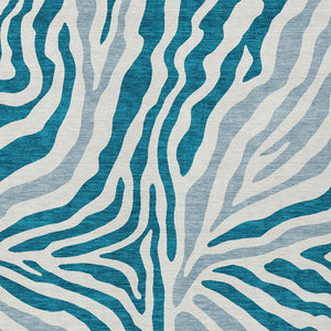 Zebra Print Washable Polyester Area Rug for Indoor Outdoor Patio and Living Room Spaces