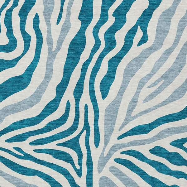 Zebra Print Washable Polyester Area Rug for Indoor Outdoor Patio and Living Room Spaces