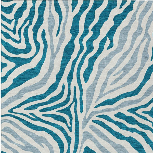 Zebra Print Washable Polyester Area Rug for Indoor Outdoor Patio and Living Room Spaces