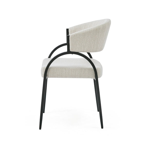 English Elm Upholstered Gray Fabric Dining Chair Set of Two with Sleek Metal Legs Modern Style N768P184752B