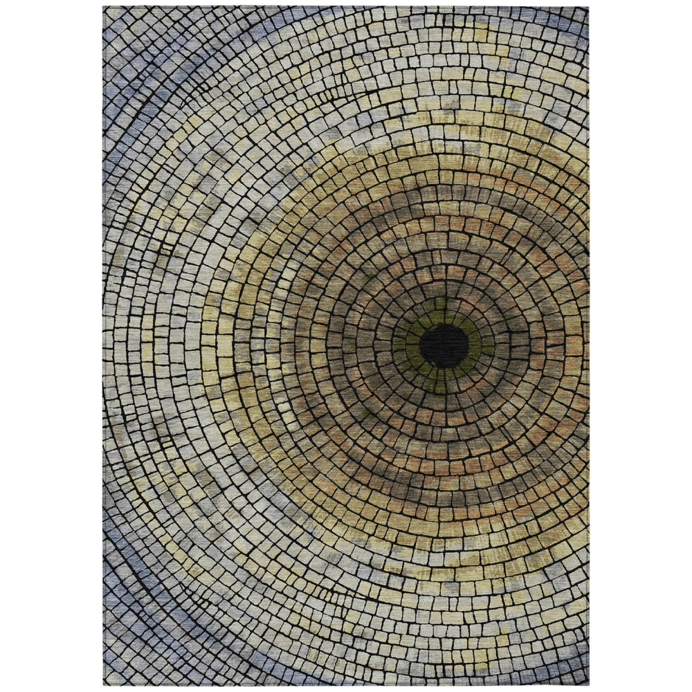 HomeRoots Geometric Polyester Area Rug Washable Low Pile Indoor Outdoor for Patio or Living Room 9' x 12' 728958