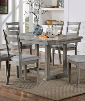 English Elm Dining Table Gray Diamond Wood Grain Pattern Trestle Base Wire-Brushed Rustic 60"L Modern Craftsmanship B011P246577