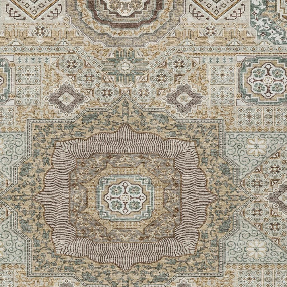 Oriental Polyester Area Rug Washable Uv Resistant Low Pile for Indoor Outdoor Use