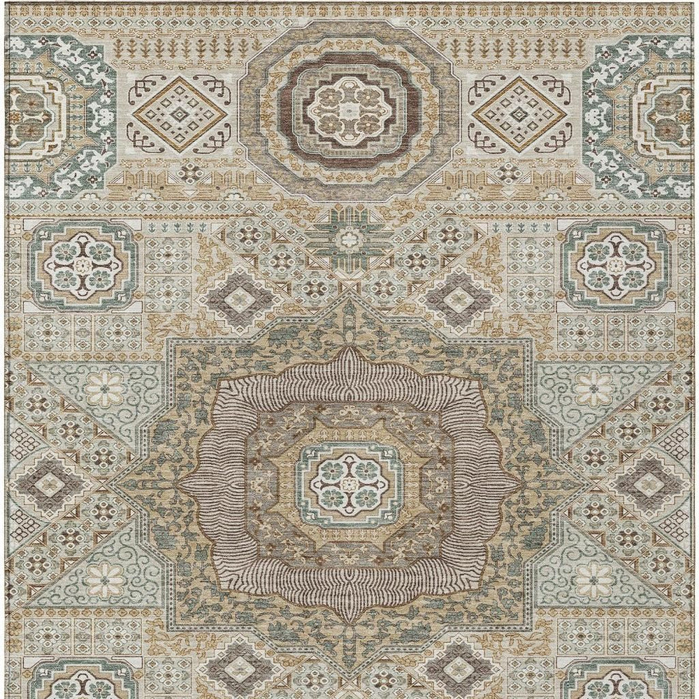 Oriental Polyester Area Rug Washable Uv Resistant Low Pile for Indoor Outdoor Use