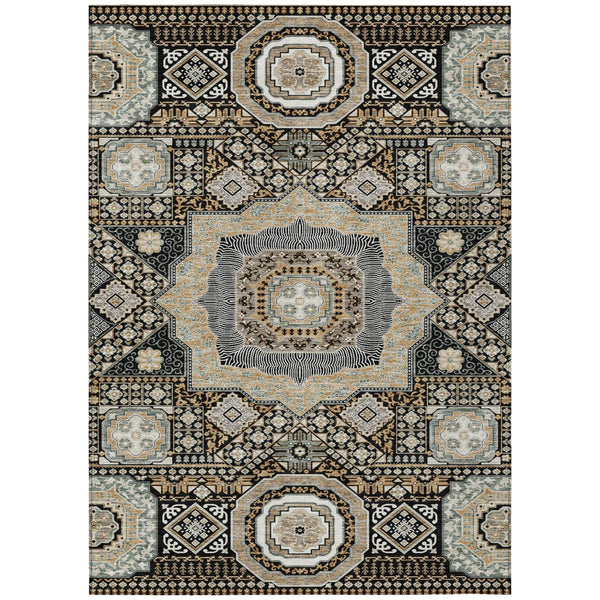 Oriental Polyester Area Rug Washable Uv Resistant Indoor Outdoor Slip Felt Back