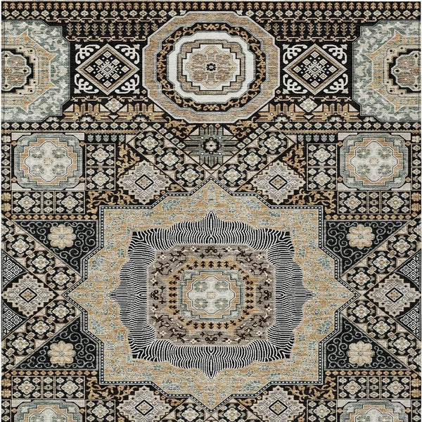 Oriental Polyester Area Rug Washable Uv Resistant Indoor Outdoor Slip Felt Back