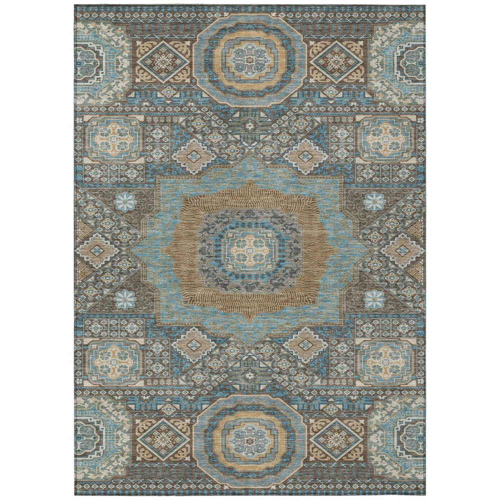 HomeRoots Oriental Polyester Area Rug Machine Washable Indoor Outdoor Traditional Pattern for Any Room 8' x 10' 728993