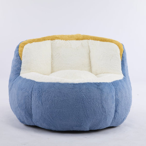 English Elm Oversized Multicolor Faux Fur Bean Bag Sofa – Cozy Lounger With Shredded Foam, No Assembly Needed! W3723P375714-GIGA