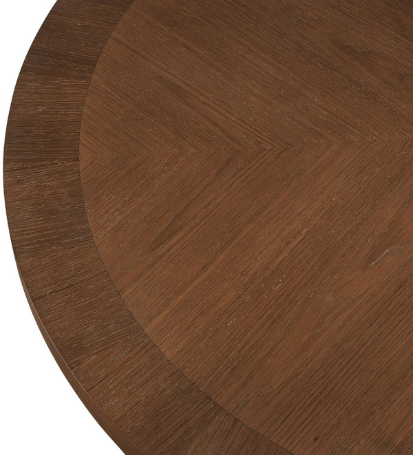 Meridian Furniture Belinda Oak Veneer Dining Table with Fluted Sculptural Base for Stylish Modern Rooms 48 inches Brown 728Brown-T