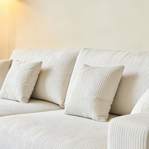 English Elm Mid Century Modern 3 Seater Sectional Sofa with Reversible Chaise and Accent Pillows Beige W876S00349