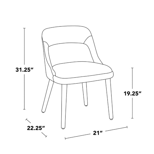 English Elm Chair Set of 2 Mid-century Modern Upholstered Dining Accent with Tapered Wood Legs Cream,Walnut B202P471335