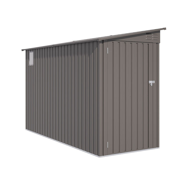English Elm 4x9 Ft Galvanized Steel Lean-to Outdoor Storage Shed with Vented Sloped Roof and Windows W3213P417563