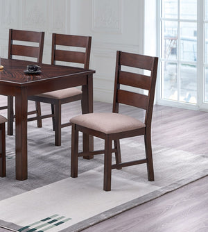 English Elm Contemporary Cherry 7pc Dining Set with Melamine Top, Solid Wood Legs, Fabric Cushion Seats, 59" Table B011S00977