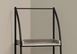 English Elm Bookshelf, 3-Tier 48" Ladder Etagere with Wood-Texture Taupe Laminate & Black Metal Frame for Small Spaces taupe 50 L x 14 W x 4 H B2710P219654