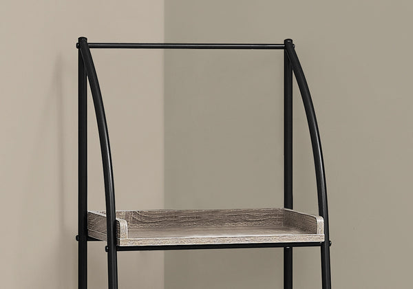 English Elm Bookshelf, 3-Tier 48" Ladder Etagere with Wood-Texture Taupe Laminate & Black Metal Frame for Small Spaces taupe 50 L x 14 W x 4 H B2710P219654