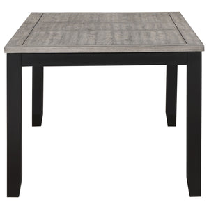 English Elm Centera Grey and Black Rectangular Dining Table with Extension Leaf, Plush Dove Gray Upholstery & Farmhouse Flair B062P358241