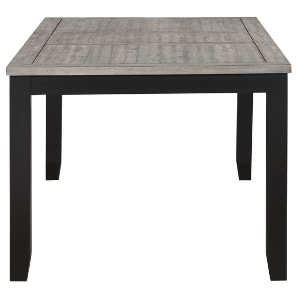 English Elm Centera Grey and Black Rectangular Dining Table with Extension Leaf, Plush Dove Gray Upholstery & Farmhouse Flair B062P358241