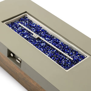 English Elm 48_inch Iron Fire Pit Table with Wood Grain Gray - Modern Outdoor Propane Table, Stainless Burner, Seats 5-6 W3131P277179