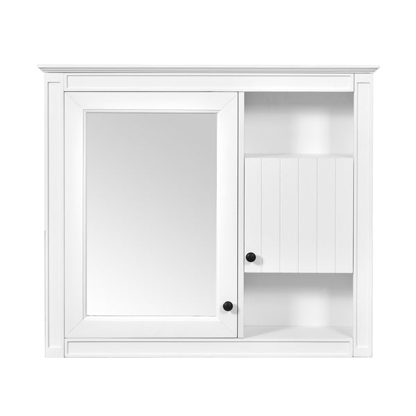 English Elm 32'' Modern Medicine Cabinet with Mirror, Wall-Mounted 3-Shelf Bathroom Storage, White MDF Finish N710P252505K